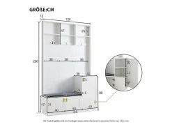 Hauss Spole Armario con 3 puertas, 3 ganchos y almacenaje abierto, 120x40x200 cm