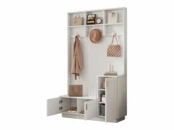 Hauss Spole Armario con 3 puertas, 3 ganchos y almacenaje abierto, 120x40x200 cm