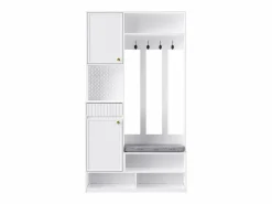 Discount Armario con 2 puertas, 1 cajón, 4 ganchos y 1 banco, 100x30x180cm Armario De Entrada