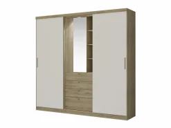 Vente-unique Armario BODIL II natural puertas correderas - Espejo cajones