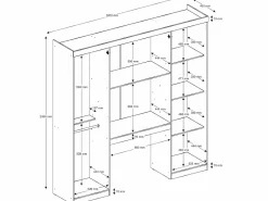 Outlet Vente-unique Armario cabecero ANTERO - Compartimentos - Anch200cm Blanco