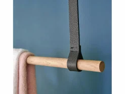 Hot Armario colgante de madera L100cm con correas de cuero VIKY Negro
