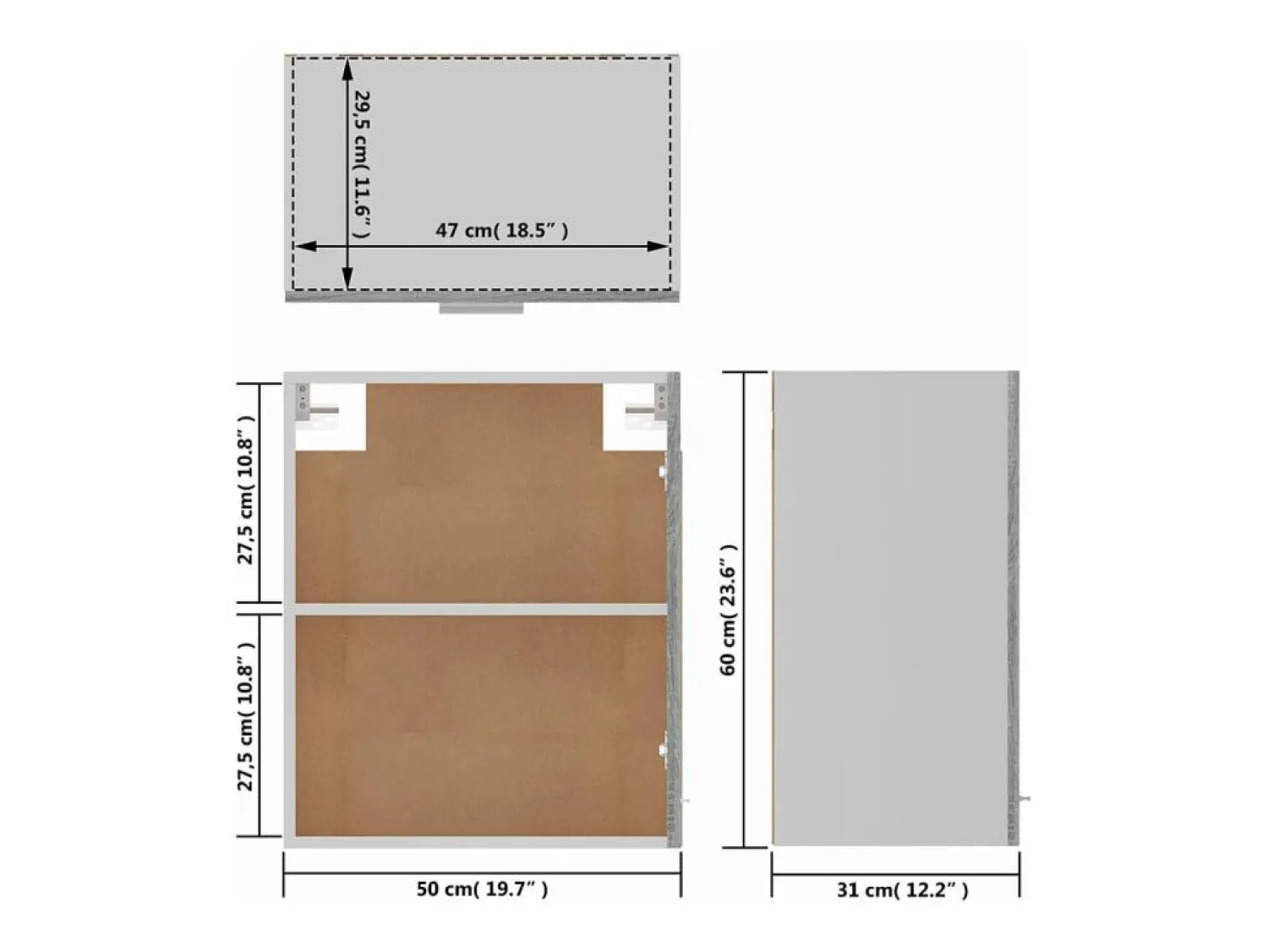 Online vidaxl Armario colgante "Lyon" Sonoma 50x31x60 cm madera de ingeniería Gris