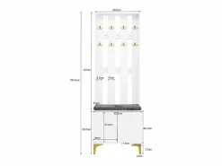 Best Armario combinado con banco zapatero y cojín, diseño moderno, tablero de partículas, , ganchos dorados (60,5x180,5x35,2 cm) Blanco