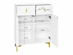 Best Armario combinado con banco zapatero y cojín, diseño moderno, tablero de partículas, , ganchos dorados (60,5x180,5x35,2 cm) Blanco