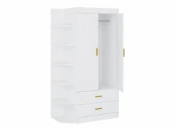 Sale Armario con 2 puertas 2 cajones y 6 estantes An100 cm blanco y dorado - GRIMORI Armario