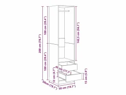 Best vidaxl Armario con cajones de madera contrachapada 50x50x200 cm Blanco