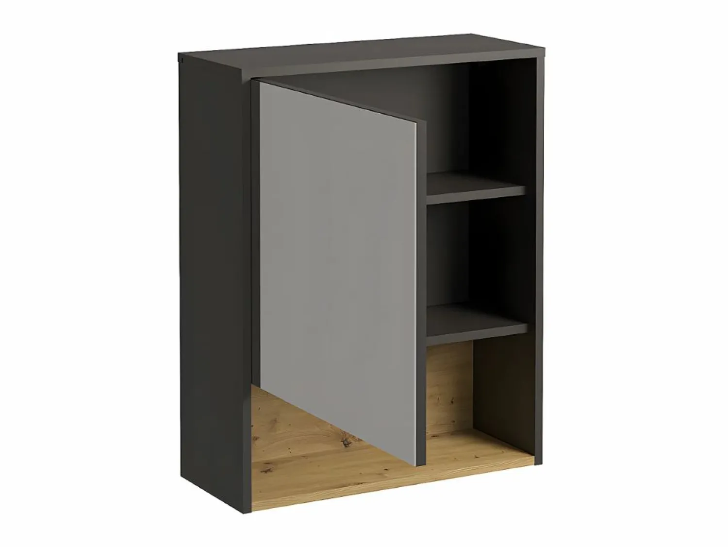Sale Vente-unique Armario con espejo - 60 cm - estantes de pared - Antracita - YANGRA Gris antracita