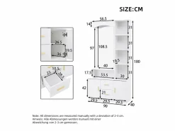 Hauss Spole Armario con espejo, 2 cajones y 2 puertas - 90 x 40 x 180 cm