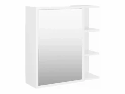 Armario con espejo de baño madera contrachapada 62,5x20,5x64 cm ES170363 Blanco
