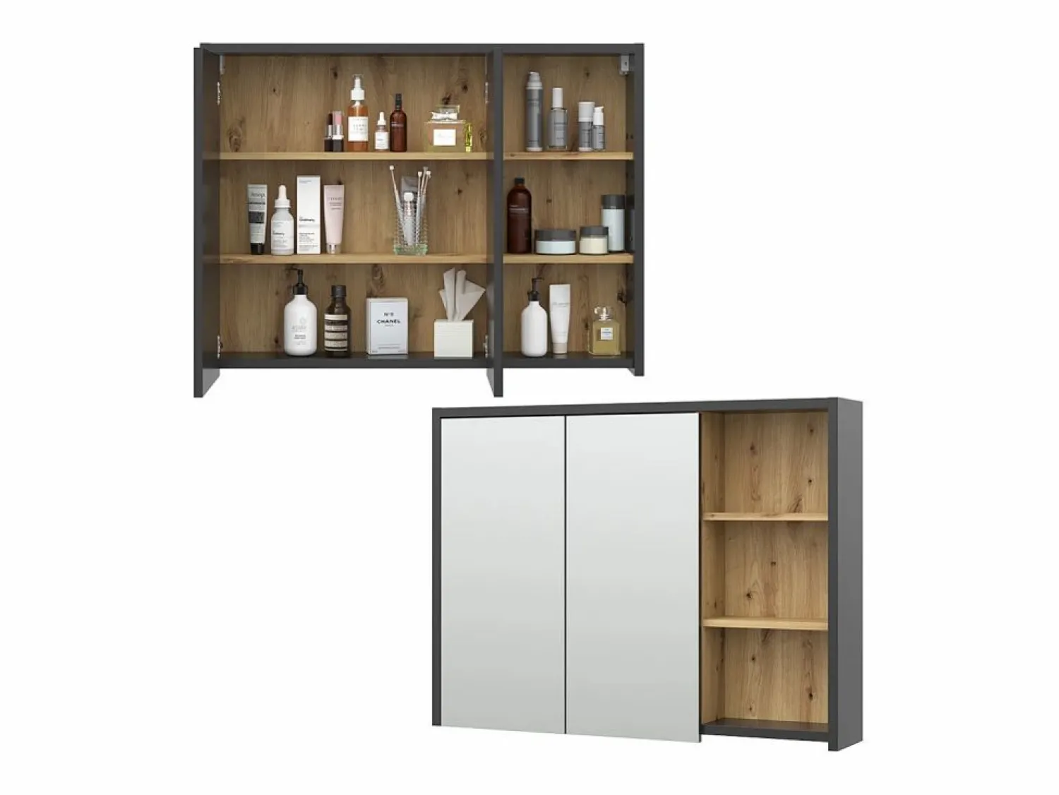 Clearance Armario con espejo para baño roble artesanal 100x18x75 viola Mueble De Pared Para Baño