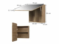 Discount Armario con espejo para baño roble dorado 70x17.4x50 zino Mueble De Pared Para Baño