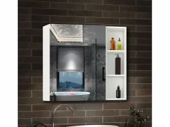 Best Armario con espejo para baño Armario principal 70 x 50 x 13 cm,Armario auxiliar 70 x 20 x 13 cm Con 3 estantes,acabado espejo de alta definición Blanco
