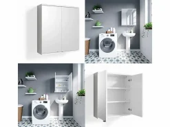 Vicco Armario con espejo para baño 60x20x68 roy