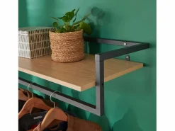Armario con estante de pared de madera y metal Etan