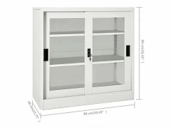 Discount Armario con puerta corredera claro acero 90x40x90 cm Armario Oficina