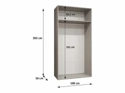Abiks Möbel Armario con puertas batientes Andrew 1 100 / 202 / 52 (Blanco + asas: Oro)