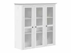 New Clicnbuy Armario con puertas de vidrio BODO madera maciza pino Blanco