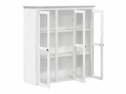 New Clicnbuy Armario con puertas de vidrio BODO madera maciza pino Blanco