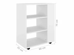 Online vidaxl Armario con ruedas de madera contrachapada 60x35x75 cm Blanco