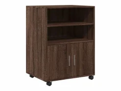 Armario con ruedas de roble marrón 60x48x81 cm madera de ingeniería