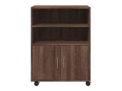 Armario con ruedas de roble marrón 60x48x81 cm madera de ingeniería