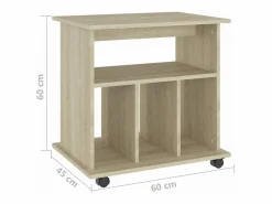 vidaxl Armario con ruedas madera contrachapada roble Sonoma 60x45x60cm