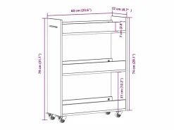 Online vidaxl Armario con ruedas madera ingeniería hormigón 60x22x79 cm Gris