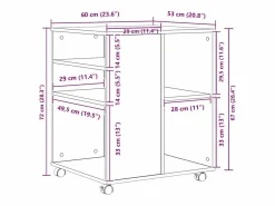 Discount Armario con ruedas madera contrachapada Sonoma 60x53x72 cm Cajonera De Escritorio