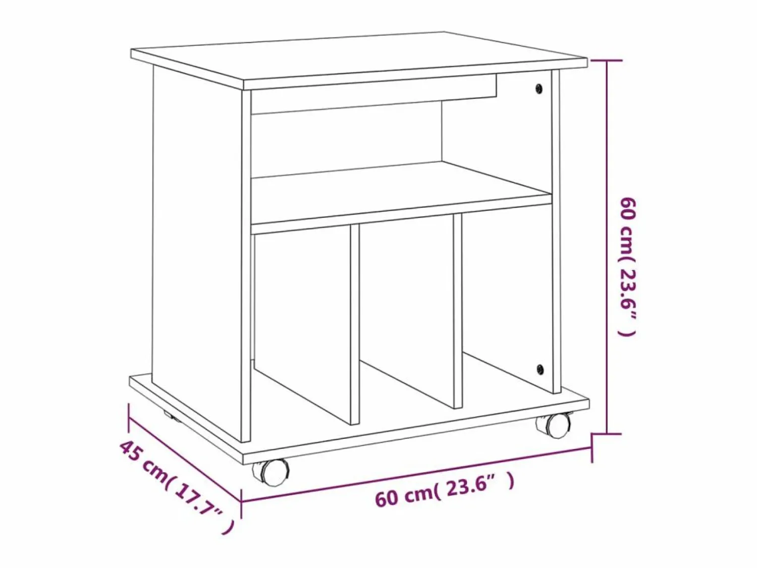 Discount vidaxl Armario con ruedas madera contrachapada Sonoma 60x45x60 cm Gris