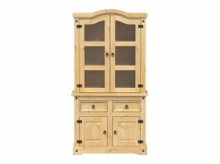 New vidaxl Armario con vitrina Corona madera maciza pino 100x48,5x179 cm Color natural claro