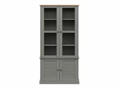 Clicnbuy Armario con vitrina VIGO madera maciza pino 85x35x170 cm Gris