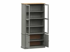 Clicnbuy Armario con vitrina VIGO madera maciza pino 85x35x170 cm Gris