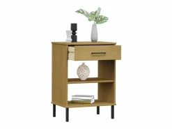 Armario consola patas de metal madera maciza pino marrón OSLO Estantería