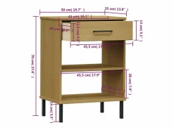 Armario consola patas de metal madera maciza pino marrón OSLO Estantería