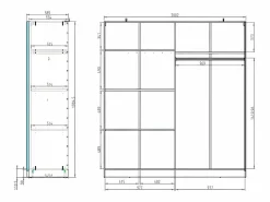 Discount Vente-unique Armario corredero TINDANIA de 2 puertas con espejo, ancho 200 cm, color blanco y natural Color natural claro / Blanco