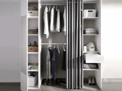 Online Armario de 177 cm de ancho con cortina y puerta, 1 espejo y 1 cajón, - BERTRAND Armario Abierto, Vestidor
