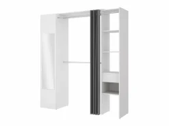 Online Armario de 177 cm de ancho con cortina y puerta, 1 espejo y 1 cajón, - BERTRAND Armario Abierto, Vestidor