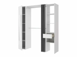 Online Armario de 177 cm de ancho con cortina y puerta, 1 espejo y 1 cajón, - BERTRAND Armario Abierto, Vestidor