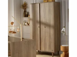 Clearance Armario de 2 puertas con detalle de imitación de madera texturizada y patas de madera Muebles Niño