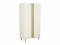 Sauthon Armario de 2 puertas con detalle de imitación de madera texturizada y patas de madera