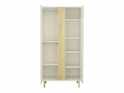 Sauthon Armario de 2 puertas con detalle de imitación de madera texturizada y patas de madera