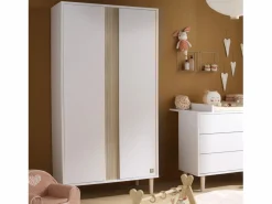 Sauthon Armario de 2 puertas con detalle de imitación de madera texturizada y patas de madera
