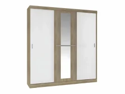 Hot Vente-unique Armario de 3 puertas correderas natural y blanco marfil DIDDA Color natural claro