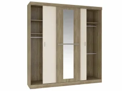 Hot Vente-unique Armario de 3 puertas correderas natural y blanco marfil DIDDA Color natural claro