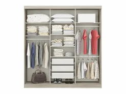 Hot Vente-unique Armario de 3 puertas correderas natural y blanco marfil DIDDA Color natural claro