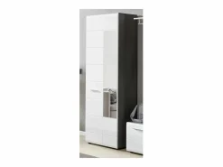 Les Tendances Armario de 2 puertas de melamina blanca y gris con espejo Bezzi
