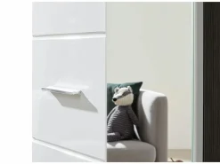 Les Tendances Armario de 2 puertas de melamina blanca y gris con espejo Bezzi