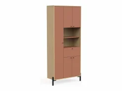 Discount Calicosy Armario de 4 puertas y 1 cajón con espejo H201,5 cm - ELISA Terracota