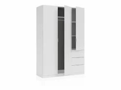 duehome Armario de 3 puertas y 3 cajones en blanco 135x200 cm Magan Blanco